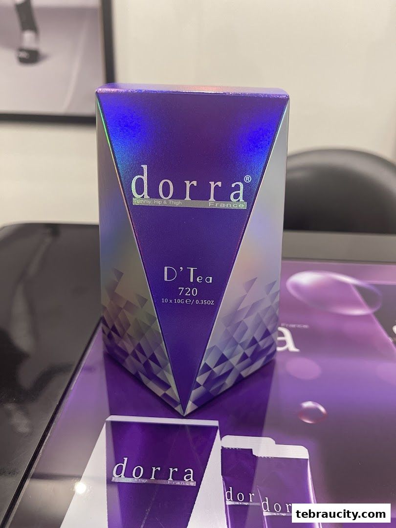 A box of Dorra D'Tea 720 for tummy, hip, and thigh slimming.