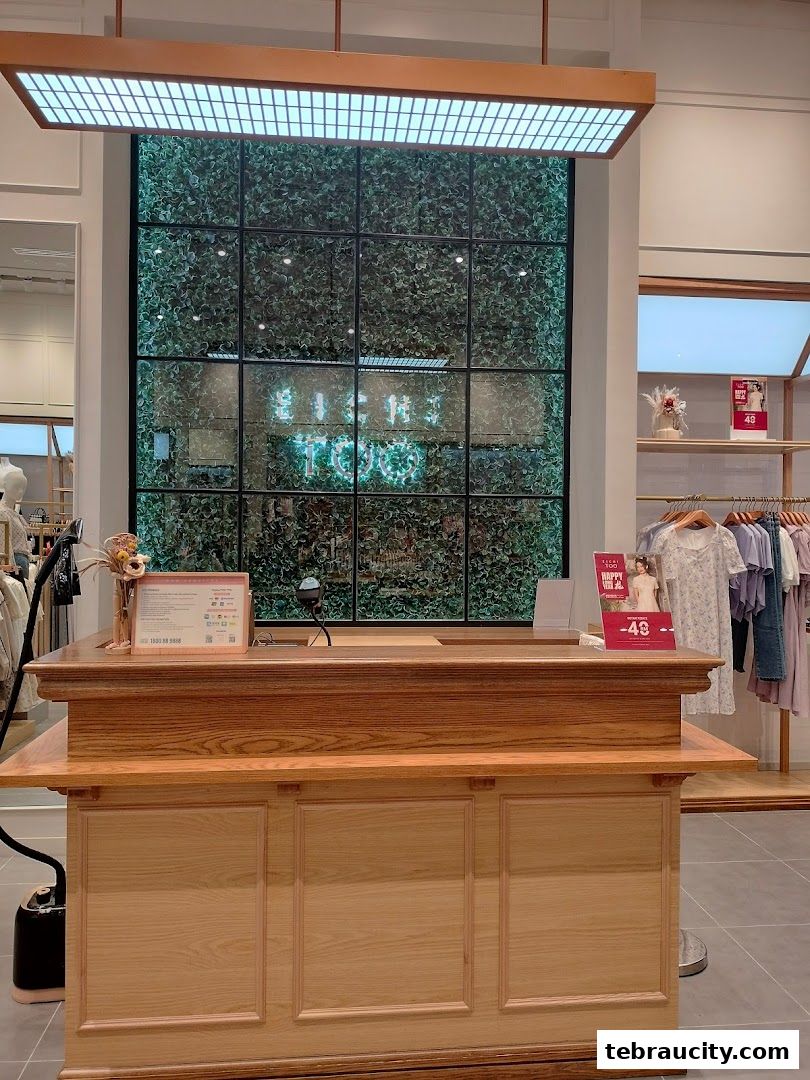 A wooden counter with a green wall and neon sign in the background at Eichitoo.