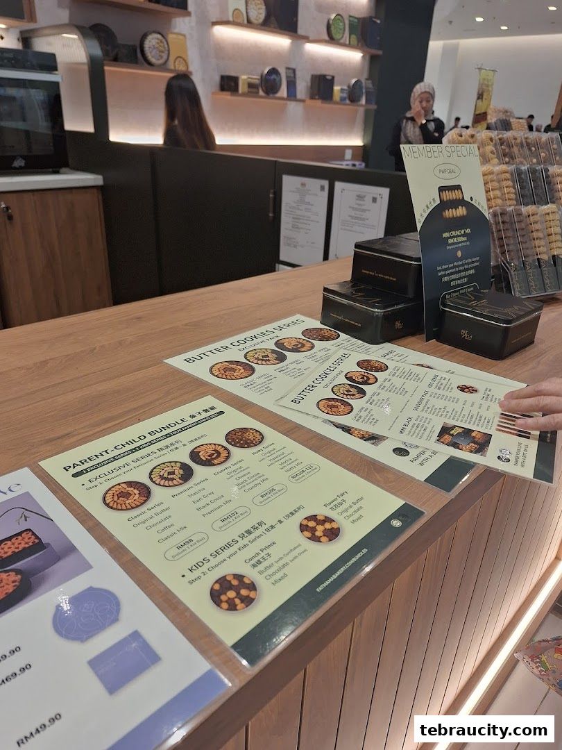 A display of various cookie series and bundles offered at Fatmama Bakery.
