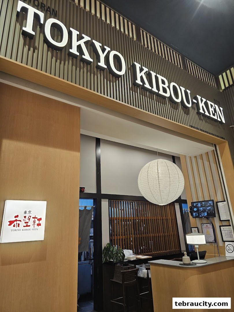 The entrance of Tokyo Kibou-Ken restaurant with its prominent signage and interior view.