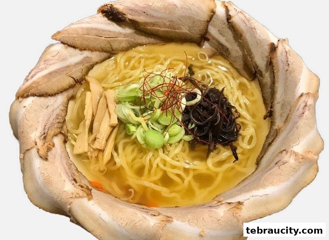 A close-up of a delicious ramen bowl with tender chashu pork, noodles, and toppings.