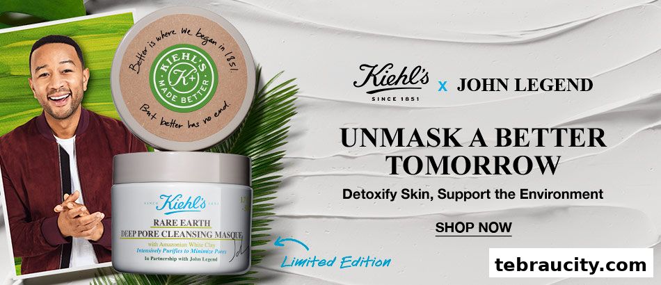 Kiehl's Rare Earth Deep Pore Cleansing Masque with John Legend, promoting a better tomorrow.