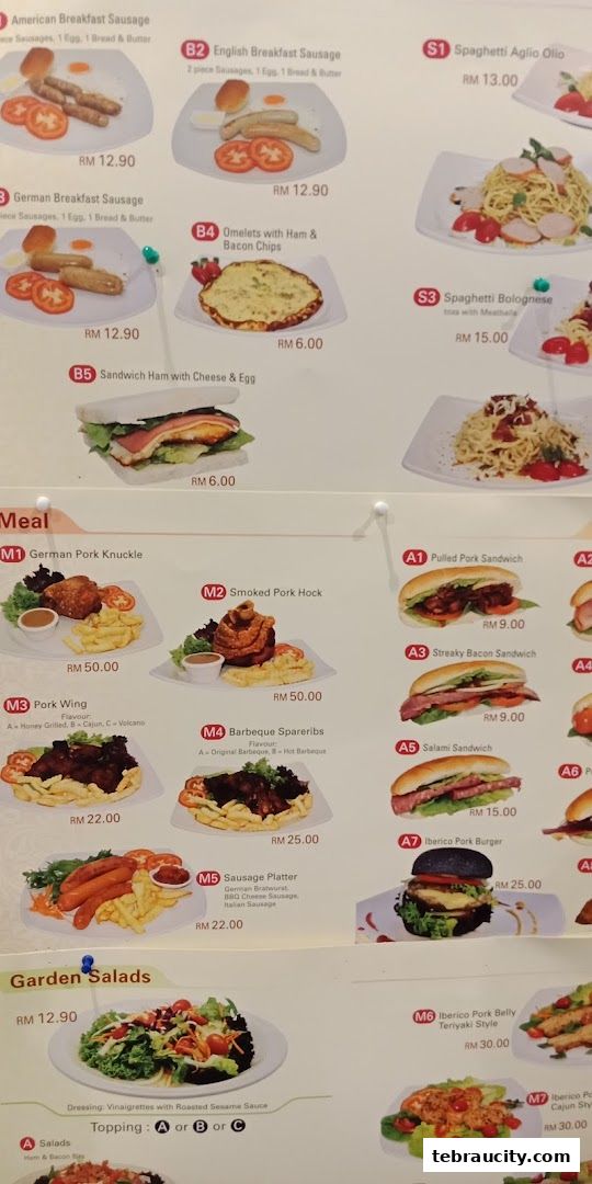 A menu from Lavender Bakery showcasing various breakfast, meal, and salad options with prices.