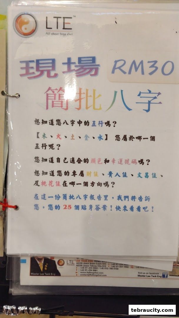 A document detailing a 'Simple Eight Characters Analysis' service with pricing and contact information.