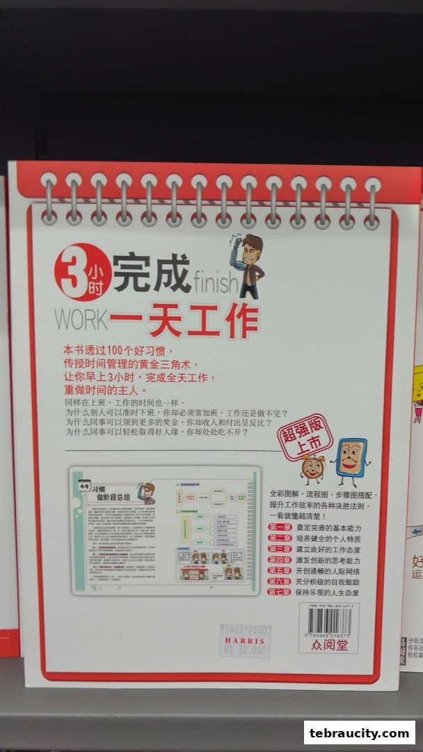 A book cover titled '3 Hours Finish Work, One Day Work' with illustrations and text.