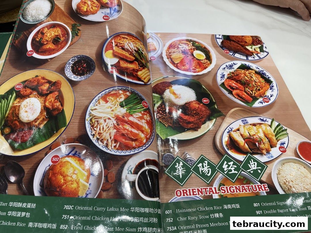 A menu showcasing various Malaysian dishes with vibrant food photography.