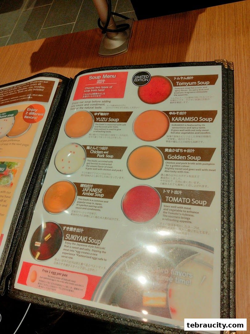 A menu showcasing various soup bases for hot pot, with descriptions and images.