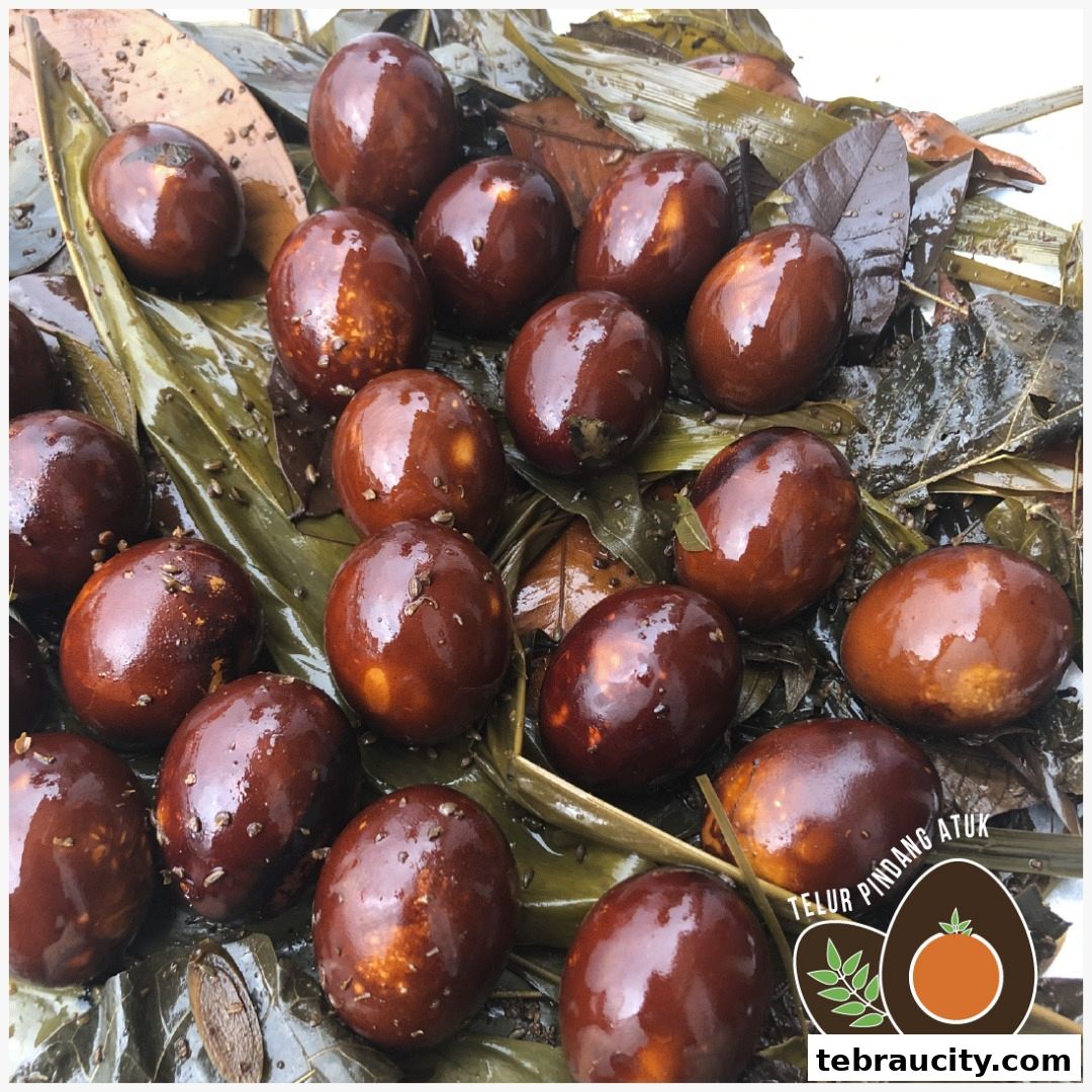 A close-up view of several glossy, brown eggs arranged on wet green leaves.