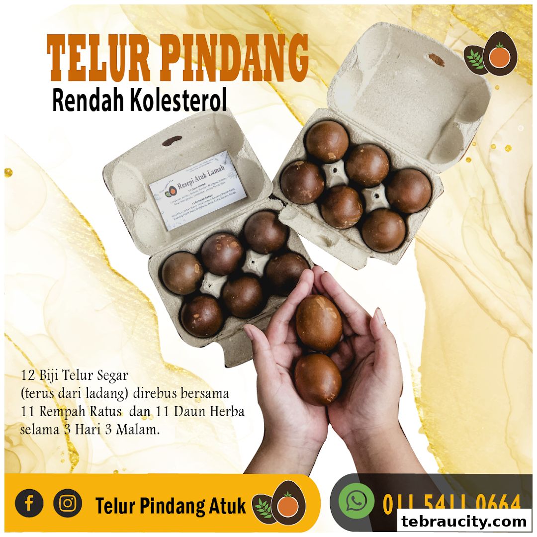 Hands holding brown eggs with a carton of eggs in the background and text about the product.