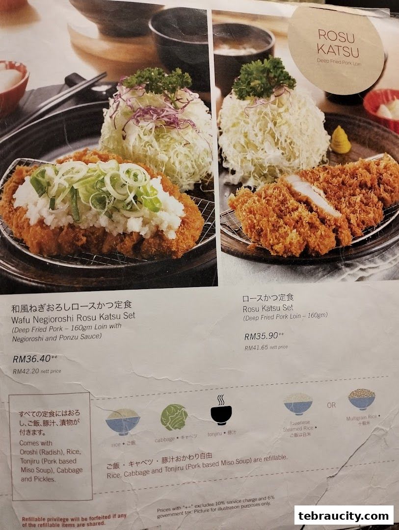 A menu showcasing two delicious deep-fried pork loin sets with sides.