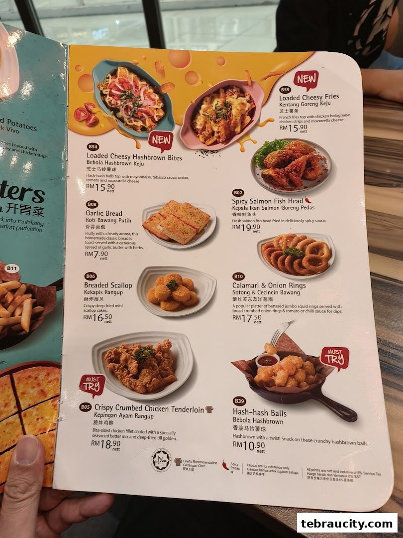 A menu page from Vivo Pizza featuring various appetizers and side dishes with enticing photos.