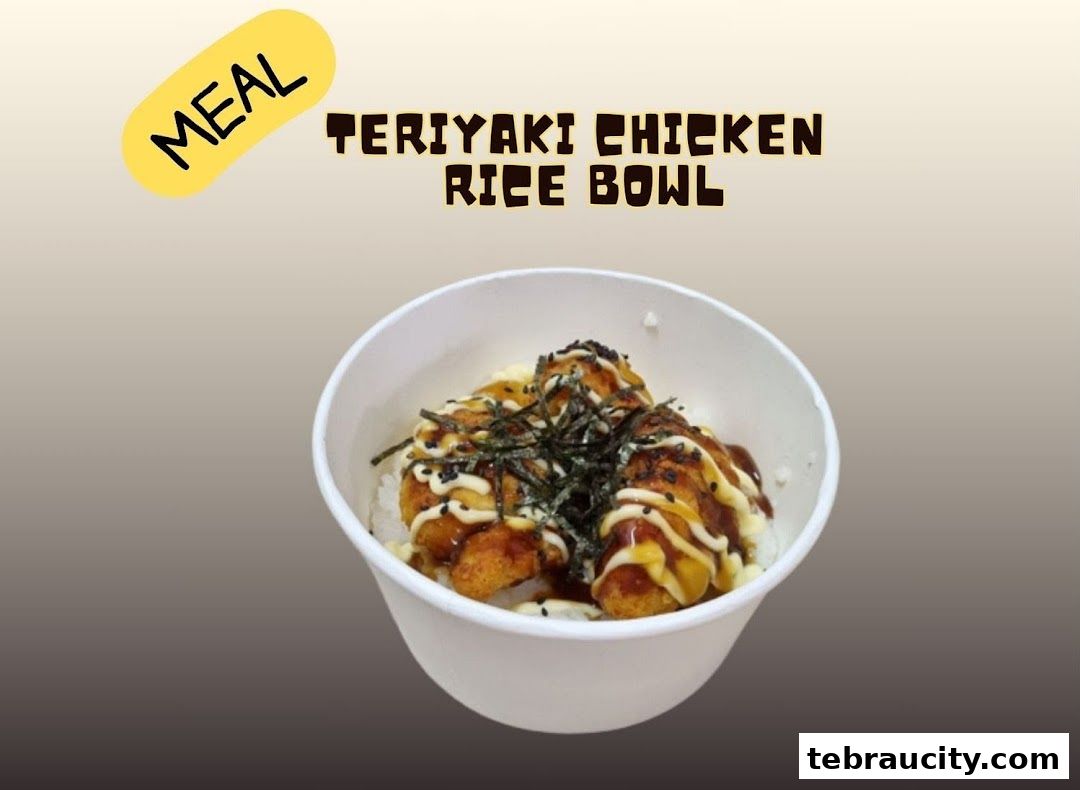 A delicious Teriyaki Chicken Rice Bowl from Waffoyaki Kafe.