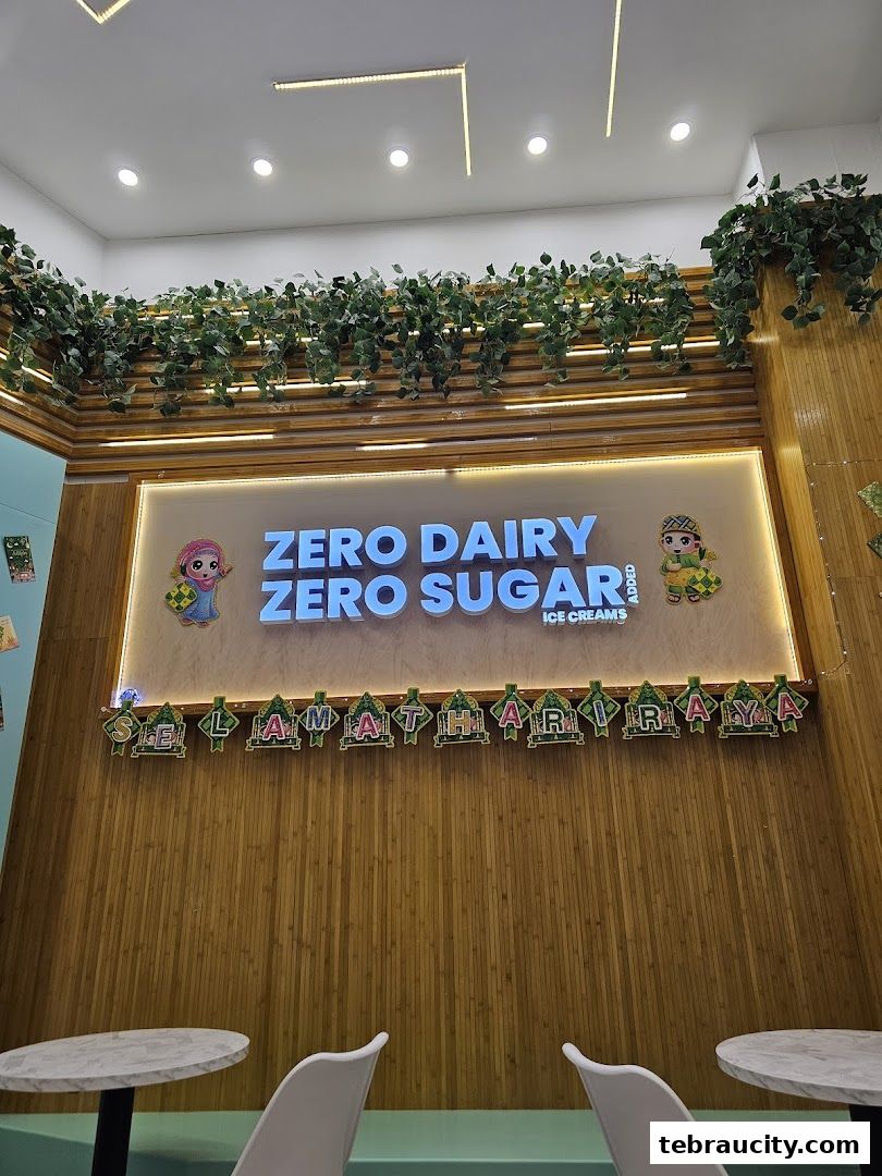 Interior shot of Yolé AEON Tebrau City featuring a sign for Zero Dairy Zero Sugar Ice Creams.