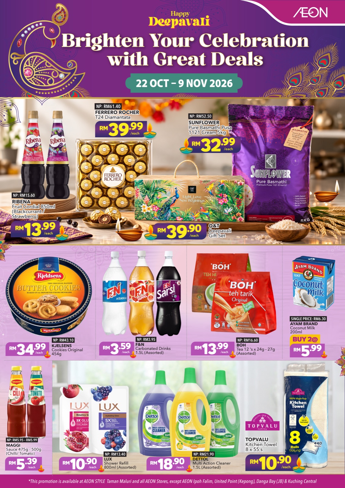 AEON Tebrau City Deepavali grocery deals, 22 October to 9 November 2026