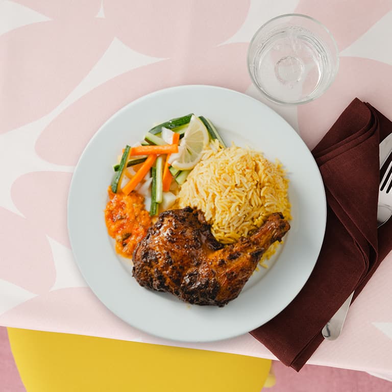 Baked chicken mandi with biryani rice at IKEA Tebrau Swedish Restaurant