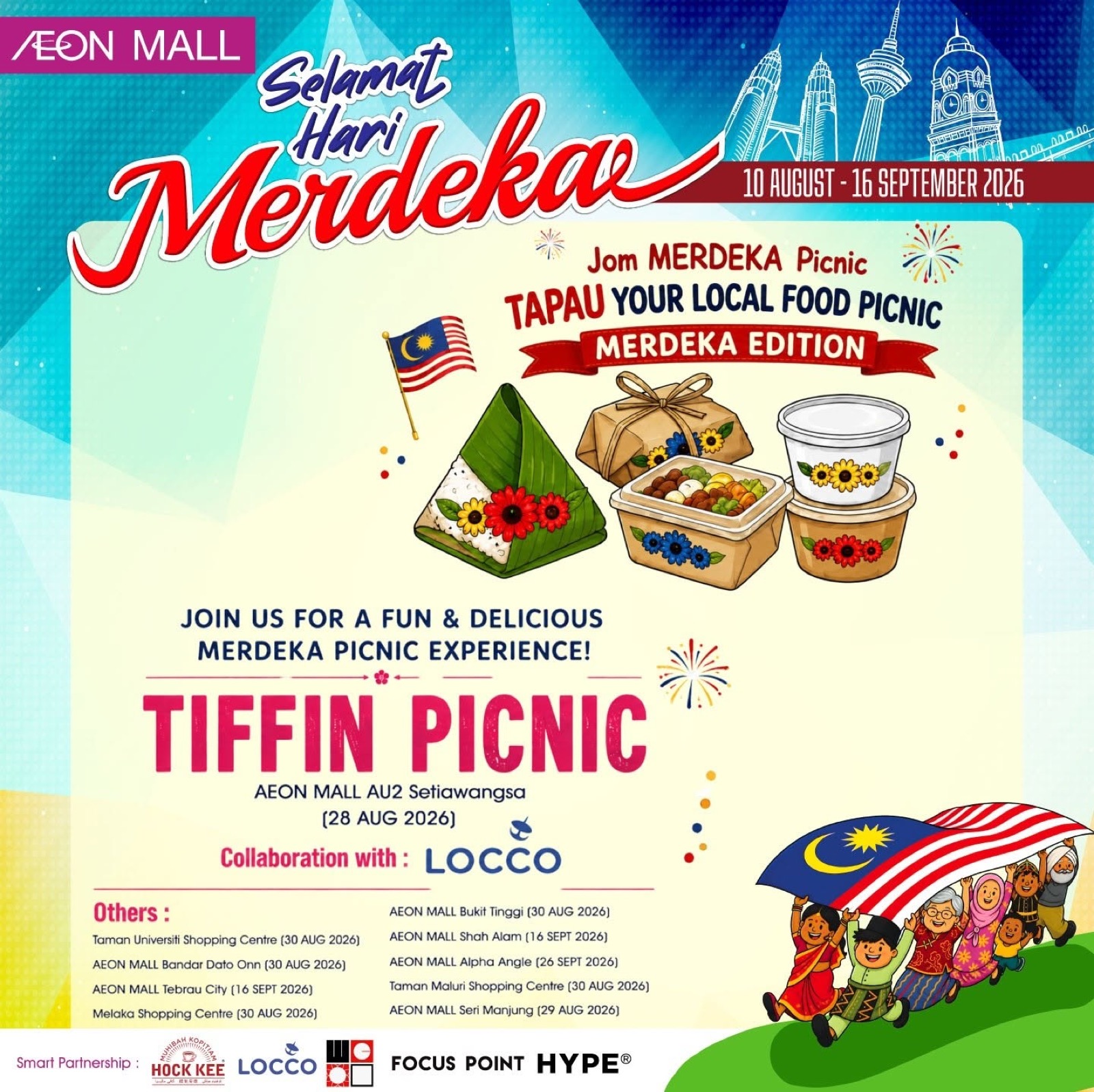 Tapau Your Local Food Picnic Merdeka edition poster at AEON Mall Tebrau City