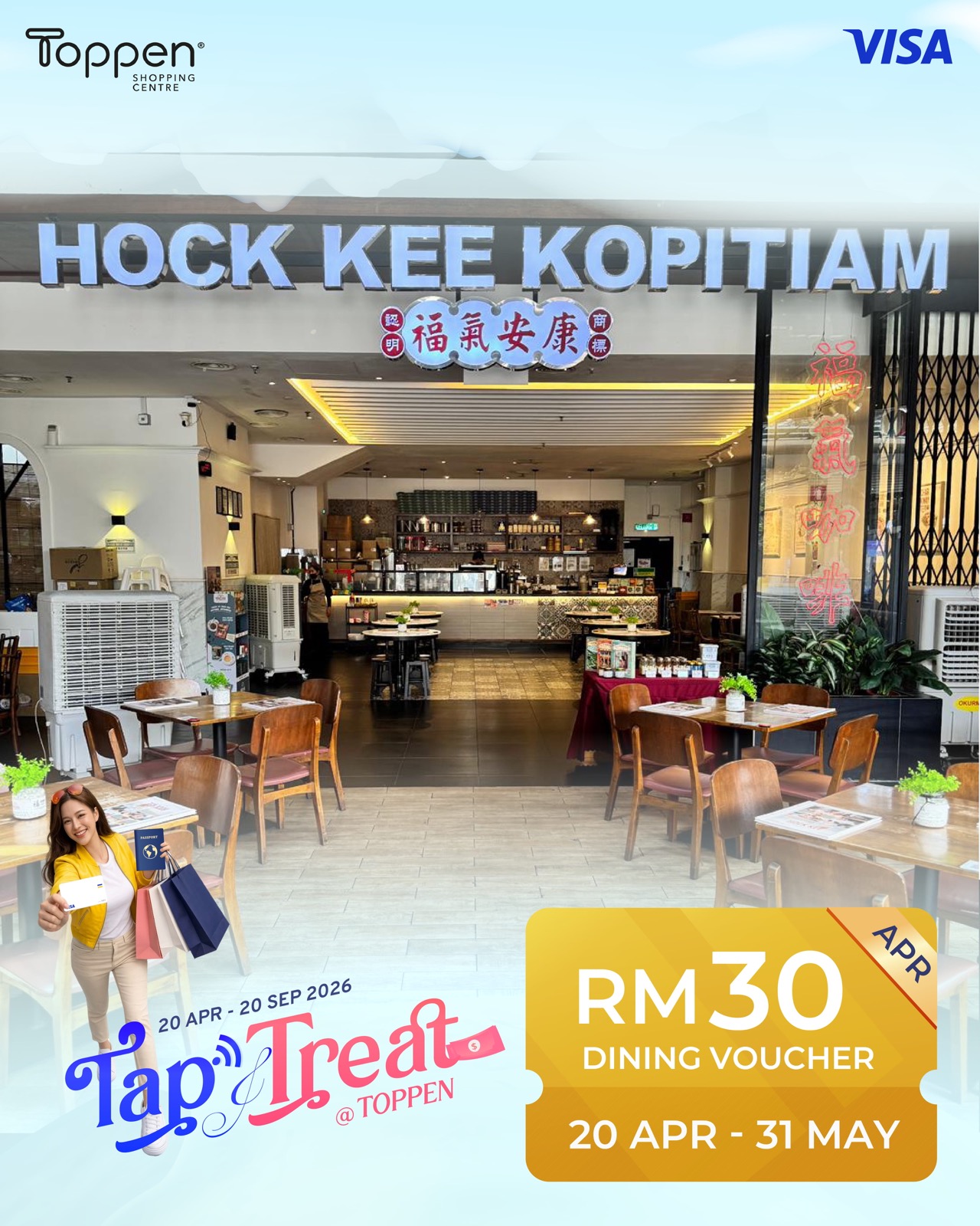 Visa Tap and Treat at Toppen shopping steps for overseas Visa cardholders