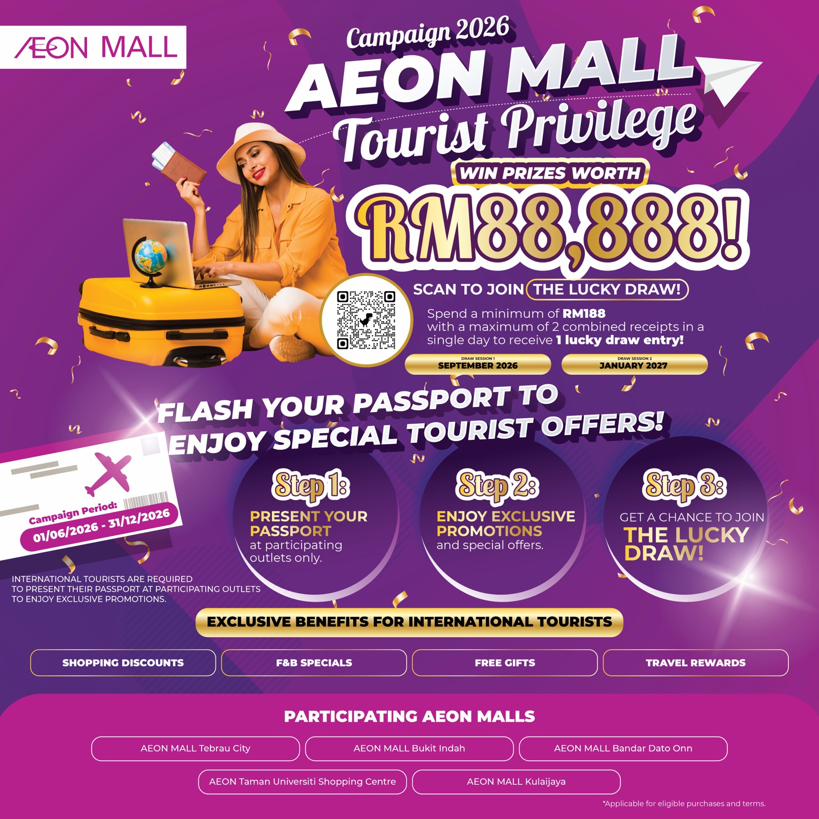 Tourist Privilege at AEON Tebrau City: tenant discounts through 31 December