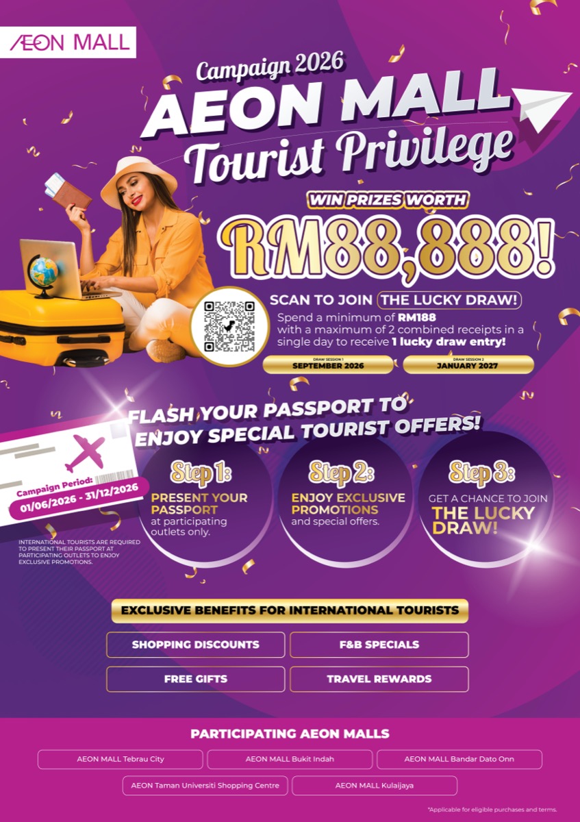 AEON Mall Tebrau City Tourist Privilege 2026 tenant offer list